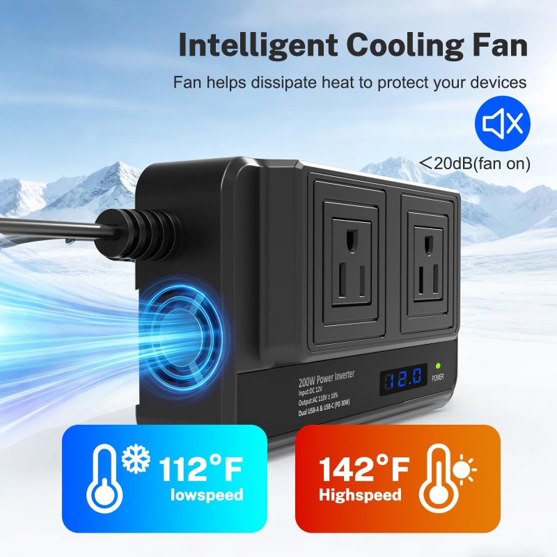 محول طاقة للسيارة بقوة 200 واط - مراجعة Outdoor Power Adapter Usb C وسعره