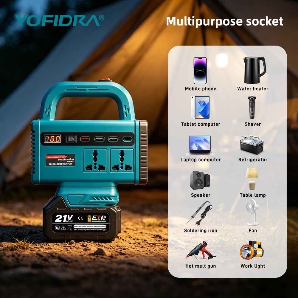 محول طاقة محمول YOFIDRA 220 فو - مراجعة Outdoor Power Adapter Usb C وسعره